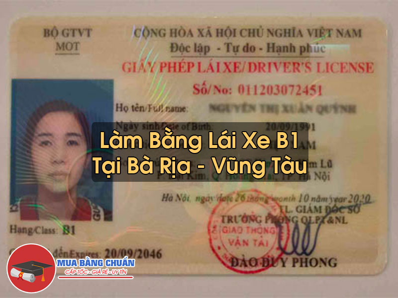 Lam Bang Lai Xe B1 Tai Ba Ria Vung Tau