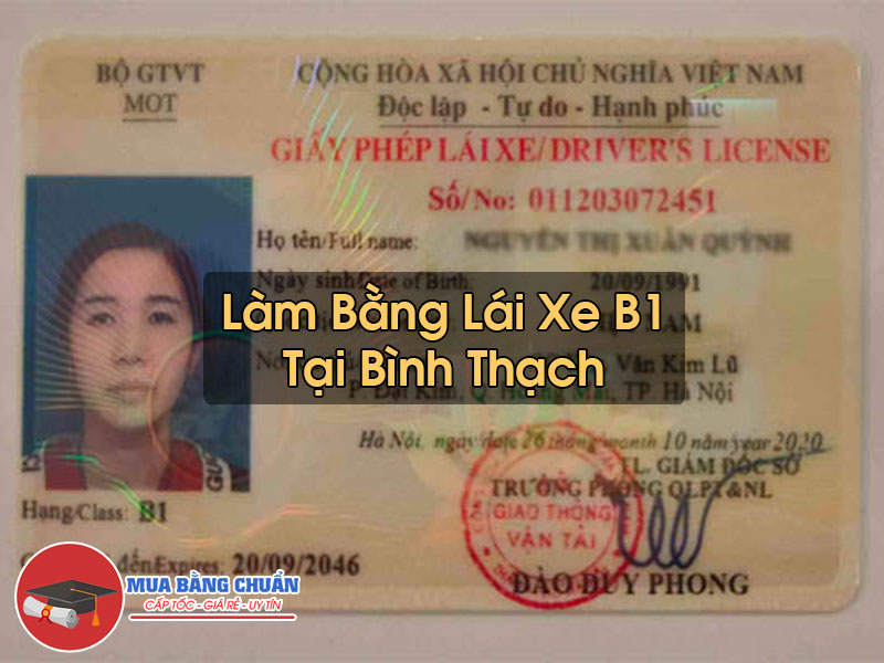 Lam Bang Lai Xe B1 Tai Binh Thach