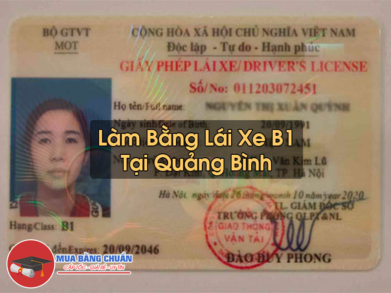 Lam Bang Lai Xe B1 Tai Quang Binh