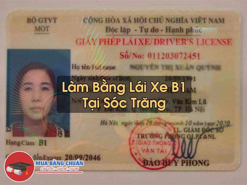 Lam Bang Lai Xe B1 Tai Soc Trang