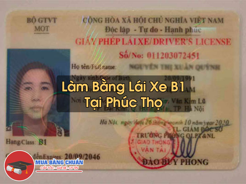 Lam Bang Lai Xe B1 Tai Phuc Tho