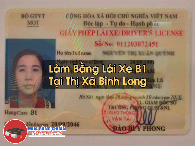 Lam Bang Lai Xe B1 Tai Thi Xa Binh Long